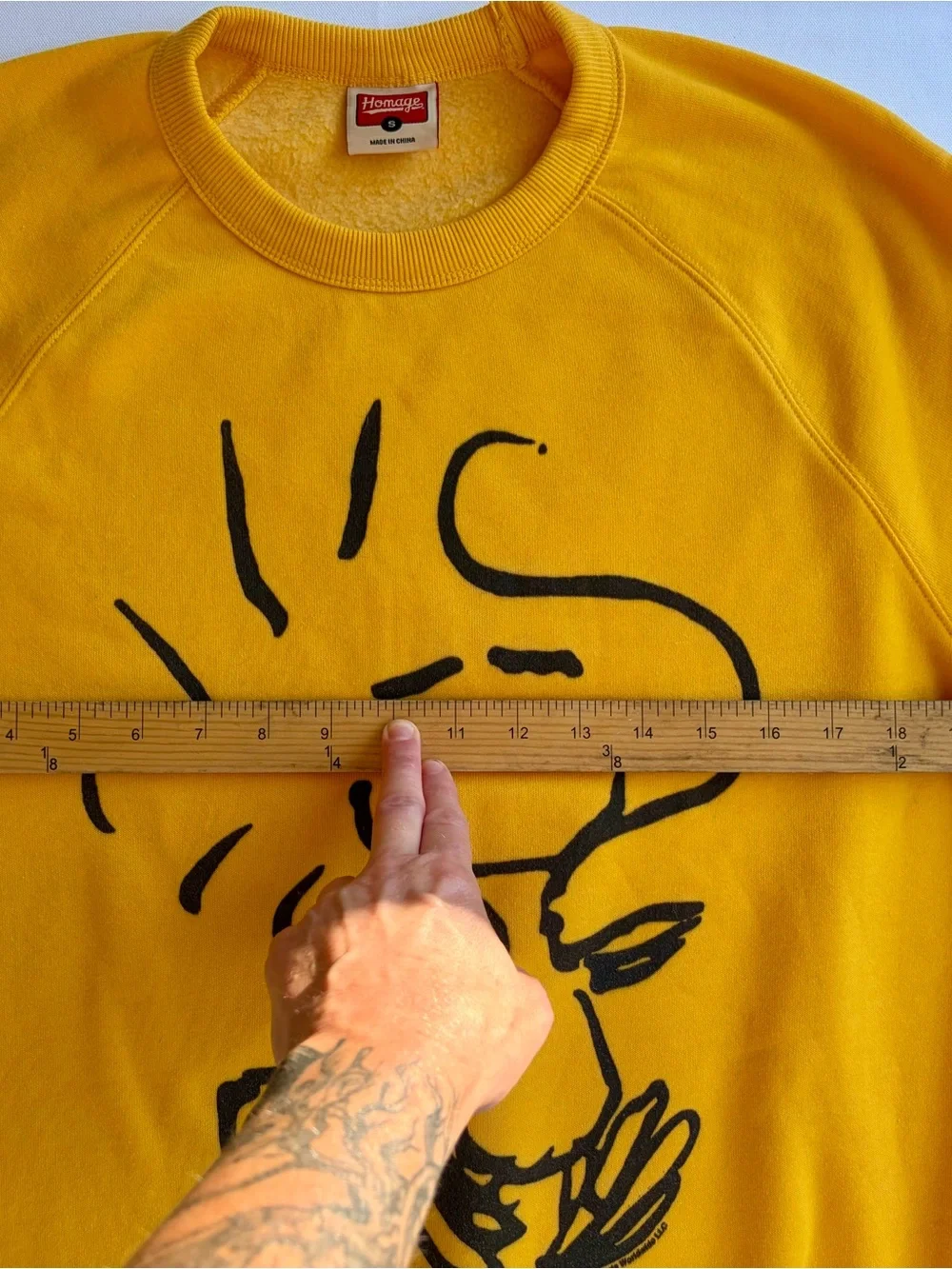 HOMAGE Peanuts Woodstock Character Crewneck Sweatshirt Gold Yellow Men's Size S
